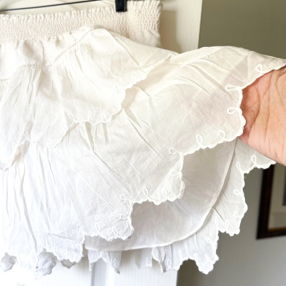 LoveShackFancy Donahue Tiered Ruffle Mini Skirt White Cotton XL NWT - Picture 3 of 10